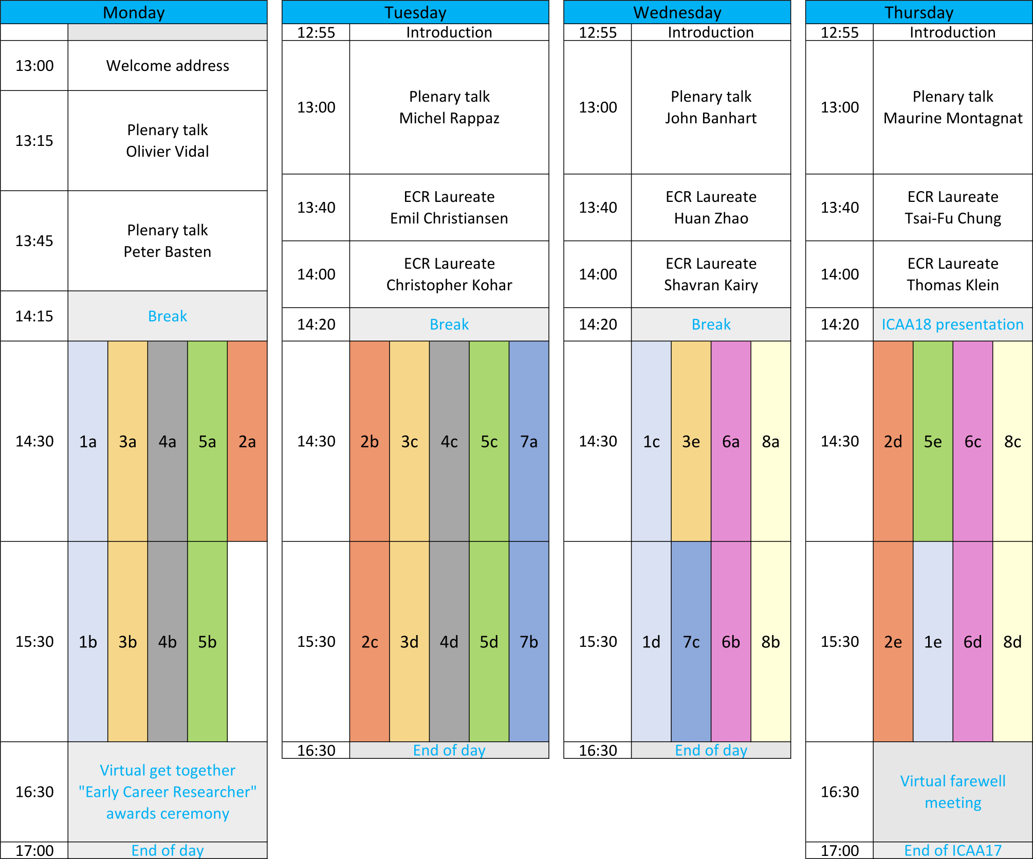 Schedule at a glance